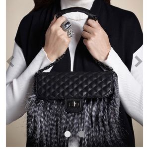 Chico’s Faux Fur Chain Quilted Pattern Bag